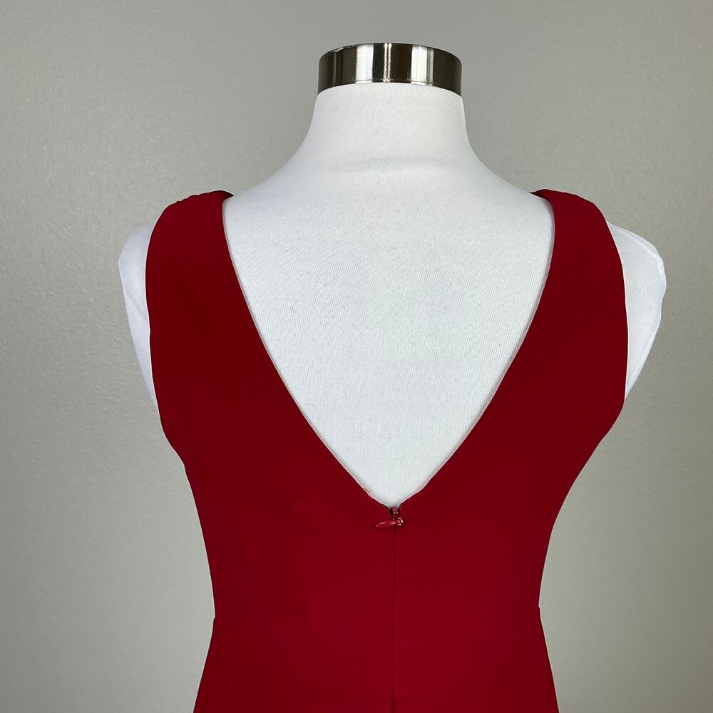 Ralph Lauren Embellished Chiffon Sleeveless A-Line Cocktail Dress Red Size 6P - Picture 9 of 12